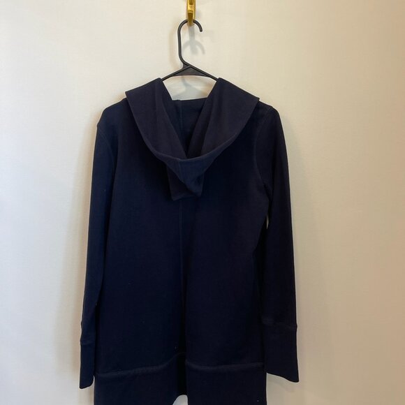 LOFT Women’s SOFT Navy Blue Open Style Hooded Cardigan Size Small Pockets Comfy - Picture 5 of 6